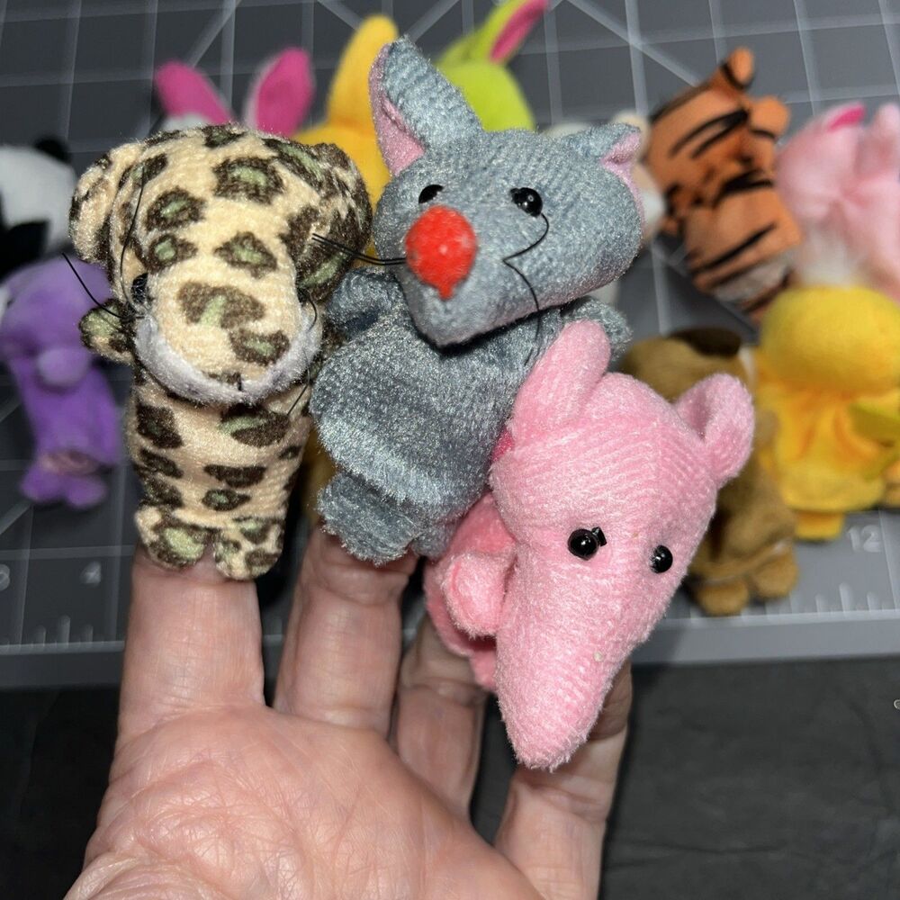 Soft Plush Animal Finger Puppets Baby Story Time Assorted Animal Set of 22 - Picture 6 of 7